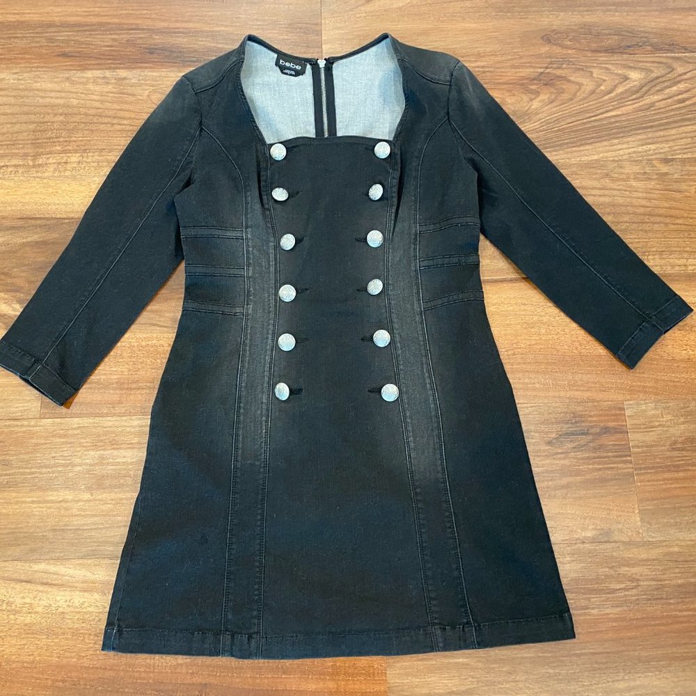 ๐๐ HOST PICK ๐๐ Bebe Black Button Front Detail Dress Size 12 - Picture 3 of 10